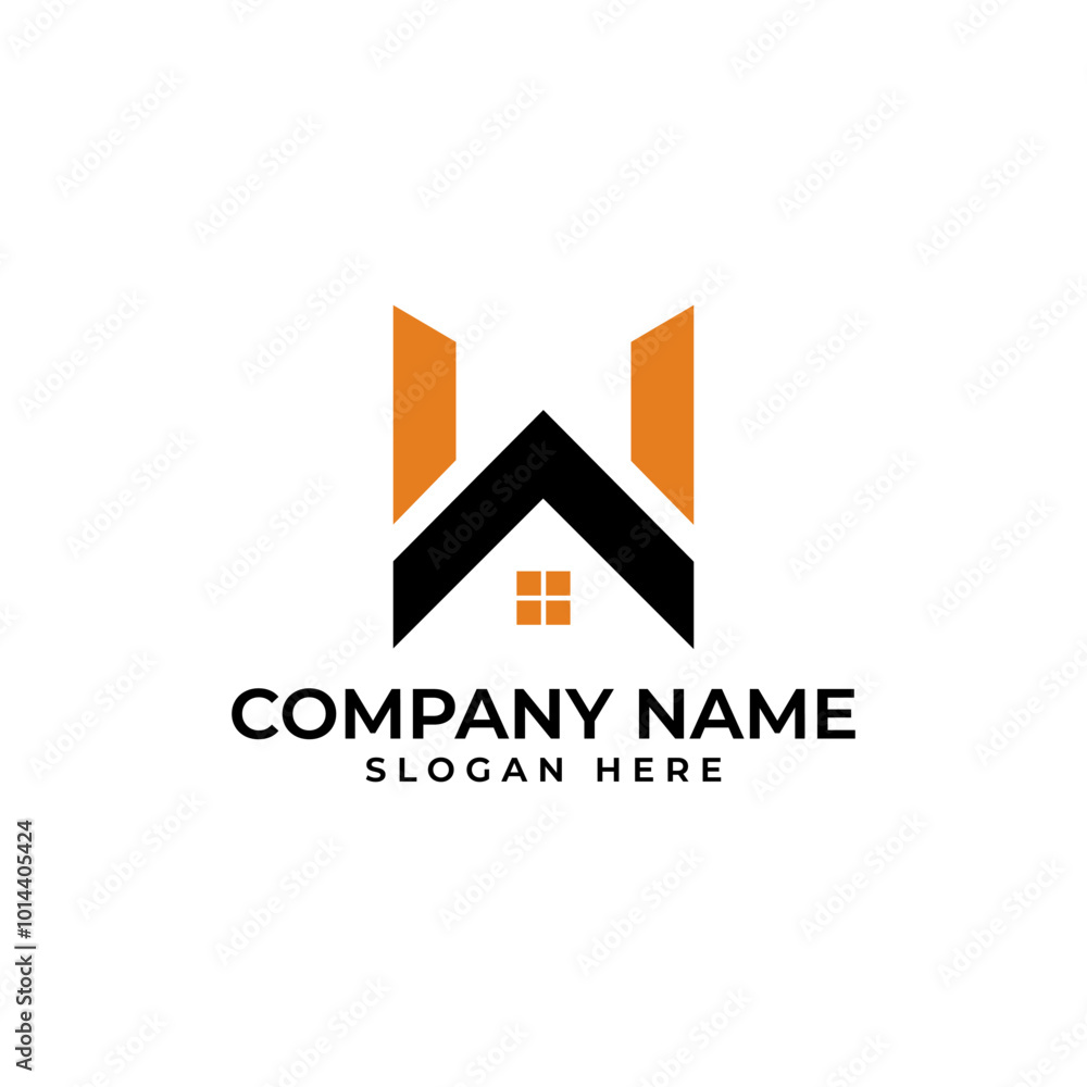 Poster rooftop of a house with window in orange and upward arrow in black combine with the profit bar chart
