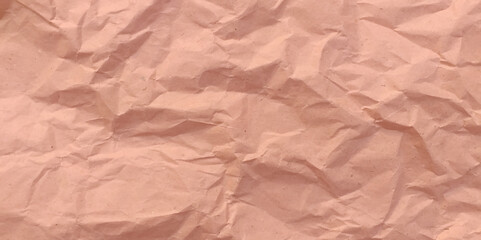 Crumpled brown craft package paper texture. Abstract beige background with wrinkled cardboard texture. Vector illustration of a realistic origami page