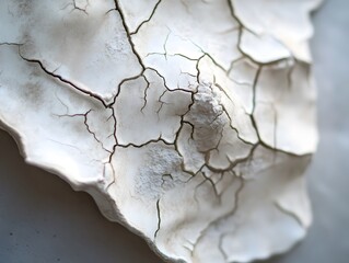 Macro Shot of a Cracked Ceramic Piece with Detailed Surface Texture