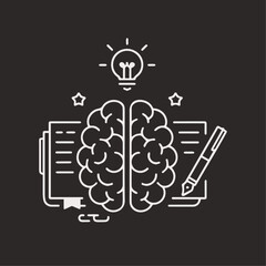 Fototapeta premium Brain Icon Intelligence and Medical Symbol Art logo Illustration, Human creative brainstorming logo for website, motivation, studies, biology, arts 