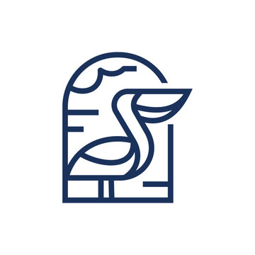 recommend clip art: heron pelican stork vector logo line art