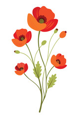 Obraz premium Poppy Branch with Beautiful Flowers on a Clean White Background for Elegant and Artistic Design