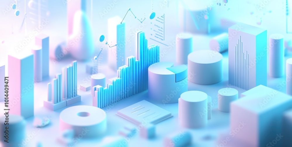 Aufkleber a stylized 3d representation of data visualizations and analytics.