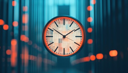 Abstract clock image with a blurred background, showcasing time in vibrant colors.