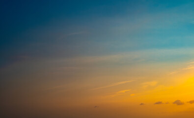 Enjoy a panoramic view of the skyline. The sun rises in the morning sky with colorful clouds. and beautiful cloud patterns In the soft light of the morning	