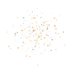 Abstract glowing orange dust particles, noise, and grain on a transparent background. Ideal for glow effects, cosmic illustrations, or adding texture and depth to space-themed designs