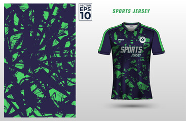 T-shirt sport jersey design template with abstract grunge halftone pattern background. Sport uniform in front view. Tshirt mock up for sport club. Vector Illustration