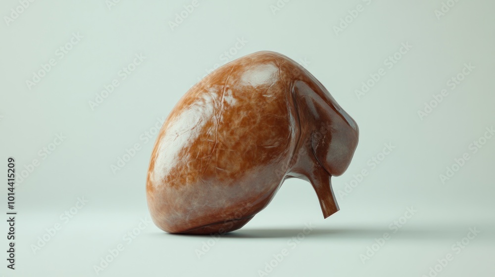 Poster a realistic 3d rendering of a kidney, showcasing anatomical details and textures.