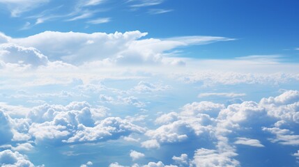 Fototapeta premium A high-altitude view of a blue sky with thin, streaky clouds