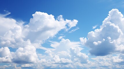 A bright summer sky with large, white clouds