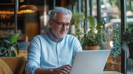 Fototapeta premium The Man Using Laptop Indoor