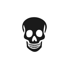 Black silhouette of a human skull. Death skull or human skull flat icon, logo, symbol for games and websites.
