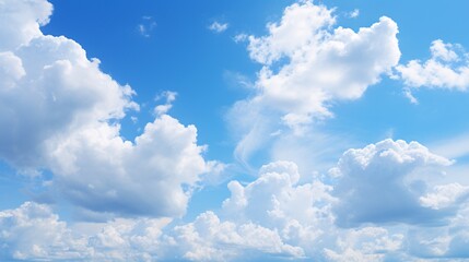 A bright blue sky with dynamic cloud formations casting shadows