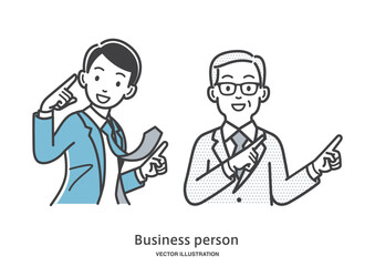 指で示す社長と男性社員のイラスト素材