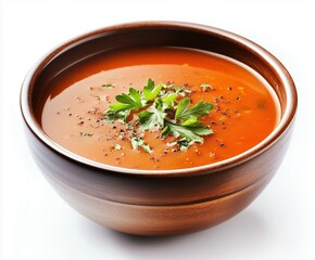 bowl of soup on white background