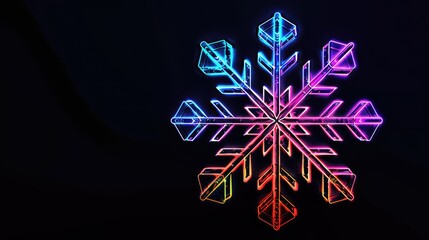 Rainbow snowflake on black background.