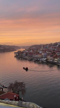 A beautiful and romantic sunset atmosphere in Porto, Portugal