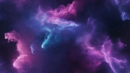 Cosmic Nebula with Swirling Pink and Blue Clouds