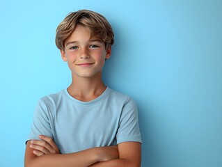 Obraz premium Trendy Portrait of Teenage Boy with Natural Smile