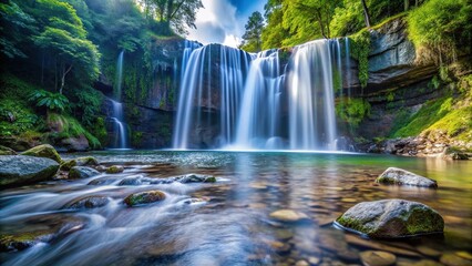 Base of waterfall with flowing water