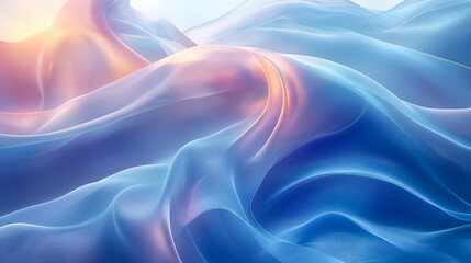 Smooth blue gradient cloth, fabric with curved shapes, abstract background. Generative AI