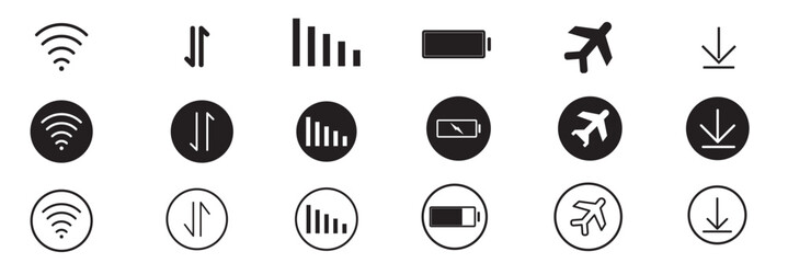 Smartphone notification icon vector set . smartphone status bar icon vector set . different kind of notification app icon .