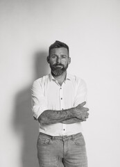 Studio shot of handsome businessman.  Portrait of young businessman in suit.