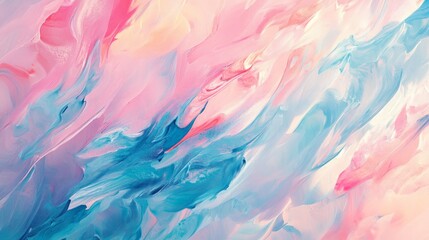 Fototapeta premium Dreamy Whirl, a vibrant blend of soft pinks and tranquil blues, evokes a serene atmosphere, reminiscent of a gentle breeze through a pastel sky.