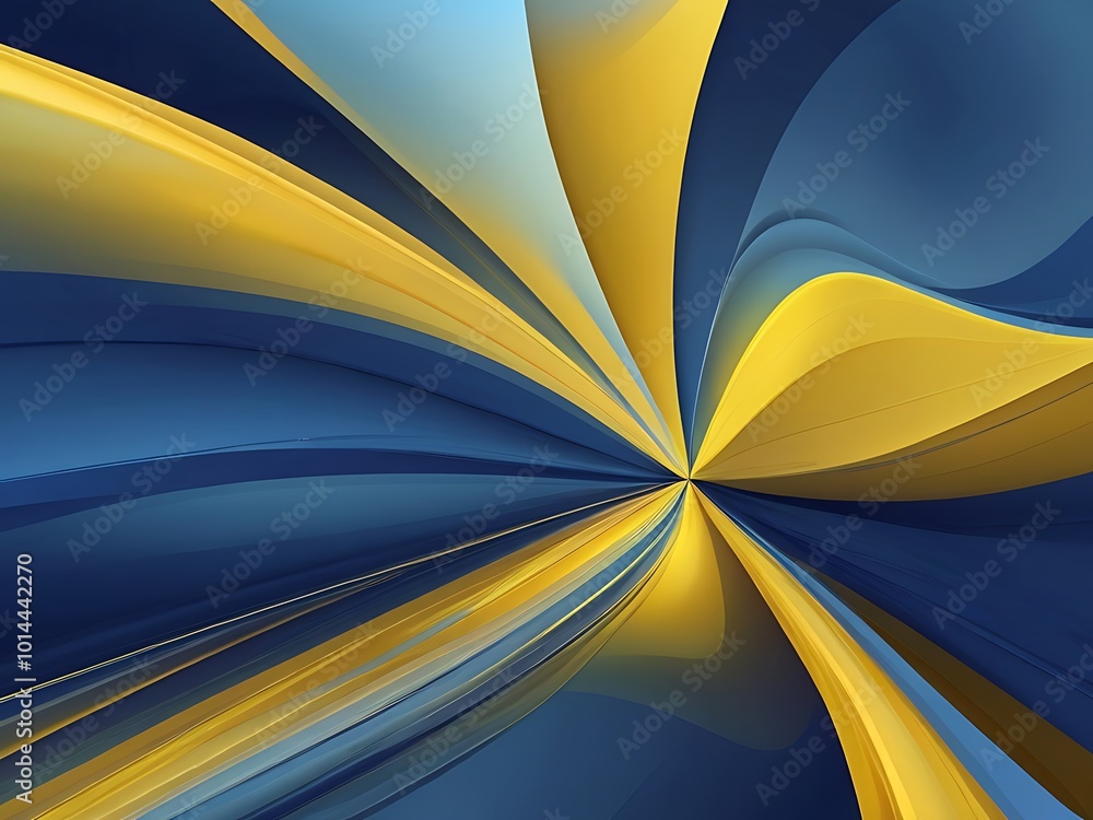 Poster blue curves and the waves of the sea range from soft to dark vector background flat design style bac