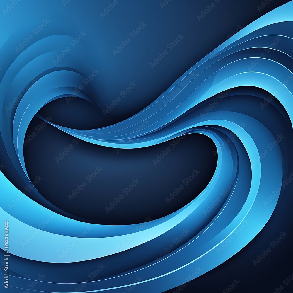 Poster blue curves and the waves of the sea range from soft to dark vector background flat design style bac