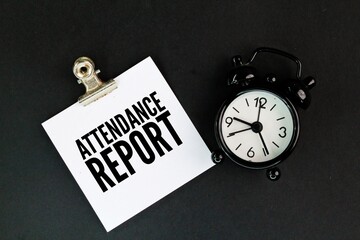 white paper with the words attendance report. formal document that records the presence or absence...