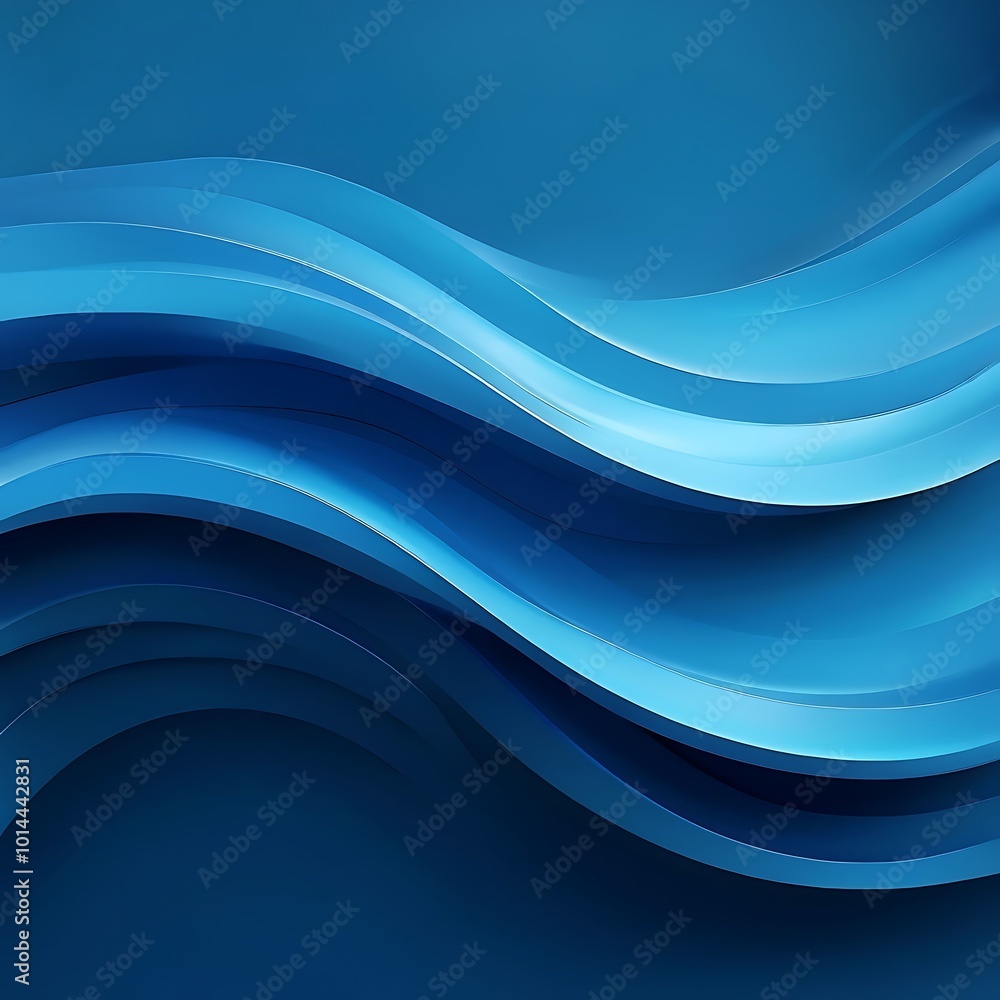 Poster blue curves and the waves of the sea range from soft to dark vector background flat design style bac