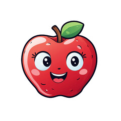Obraz premium A smiling red apple with big eyes and a green leaf, perfect for food blogs, children's books, or healthy eating posters. Generative AI