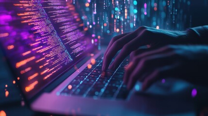 The Laptop with Colorful Code