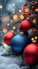 Obraz premium festive Christmas tree adorned with colorful ornaments and twinkling lights, designed for a vibrant smartphone wallpaper