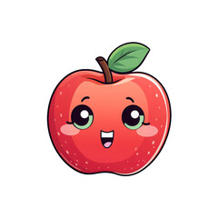 Obraz premium A smiling red apple with big eyes and a green leaf, perfect for food blogs, children's books, or healthy eating posters. Generative AI