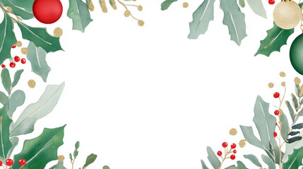 Fototapeta premium Festive Christmas Decorations with Red and Gold Ornaments on Green Background