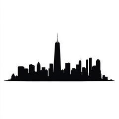 Obraz premium Nyc Skyline Silhouette, Illustration Isolated On White Background