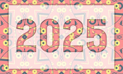 Fototapeta premium 2025 boho chic background. calendar and template design concept. bohemian, ethnic, wild, traditional, and tribal themes