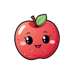 Obraz premium A smiling red apple with big eyes and a green leaf, perfect for food blogs, children's books, or healthy eating posters. Generative AI