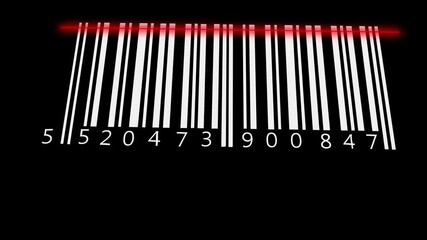 Barcode scanner. Barcode chaos. Animated background. Futuristic, rapidly changing, random Barcode Generator