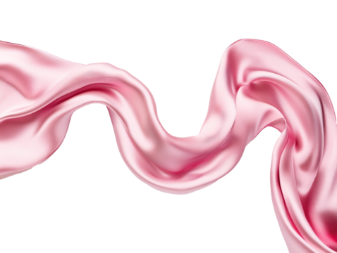 Pink Flowing Silk Ribbon on White Background - Isolated Transparent Design Element