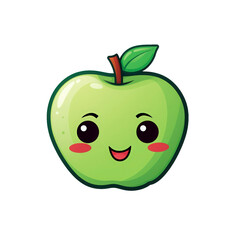 Obraz premium A smiling red apple with big eyes and a green leaf, perfect for food blogs, children's books, or healthy eating posters. Generative AI