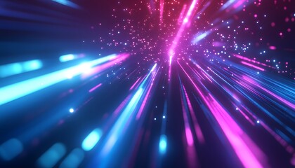 Vibrant Abstract Neon Light Trails Motion Background