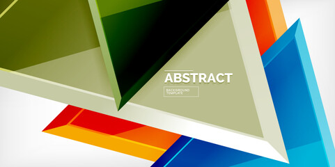 Abstract background - colorful triangles with 3d effect. Vector Illustration For Wallpaper, Banner, Background, Card, Book Illustration, landing page