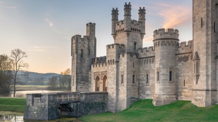 Obraz premium a stunning medieval castle reflected in the water, evoking a sense of history, strength, and tranquility. Perfect for travel, history, or architecture projects.