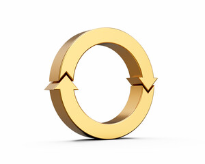 Golden Rounded Clockwise Arrow Loop Symbolizes Recycling And Continuous Rotation 3D Illustration