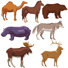 Horse,dog,deer,cow,donkey others Animal vector set 