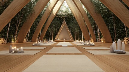 3D Tranquil Yoga Retreat Venue with Natural Elements