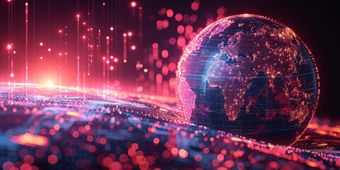 Informative digital infographic, detailed globe with comprehensive graphs and statistics, in-depth global financial analysis